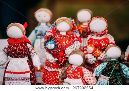 Vetka, Belarus - June 23, 2018: Russian Folk Doll. National Traditional Folk Dolls Are Popular Souve