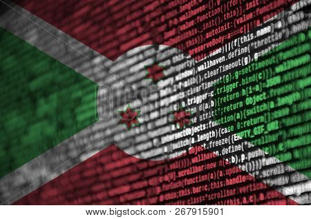 Burundi Flag  Is Depicted On The Screen With The Program Code. The Concept Of Modern Technology And 