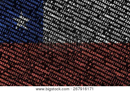 Chile Flag  Is Depicted On The Screen With The Program Code. The Concept Of Modern Technology And Si