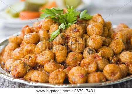 Traditional Delicious Turkish Foods; Bulgur Garlic Kofte (sarimsakli Kofte)