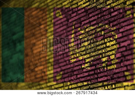 Sri Lanka Flag  Is Depicted On The Screen With The Program Code. The Concept Of Modern Technology An