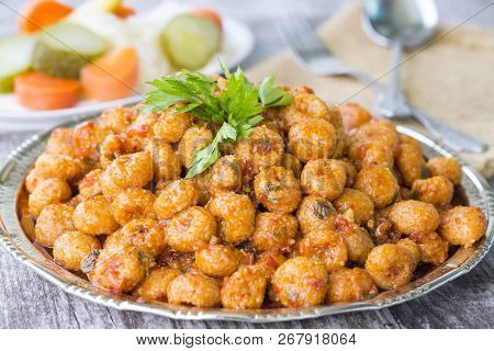 Traditional Delicious Turkish Foods; Bulgur Garlic Kofte (sarimsakli Kofte)