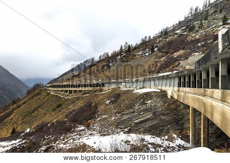 Fragment Of Simplon Pass, Connecting Between Switzerland And Italy