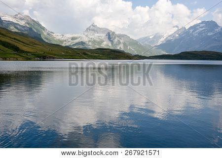 View At Tannensee In The Direction Of Mount Titlis On Switzerland