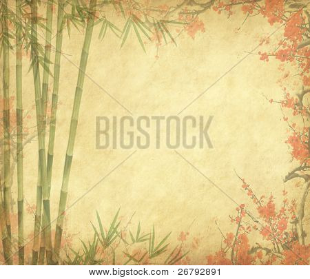 bambu ja plum blossom vanha antiikki paperin laatu