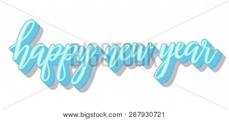 Blue Bright Happy New Year Brush Lettering Text