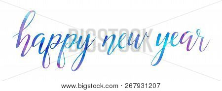 Bright Happy New Year Brush Lettering Text