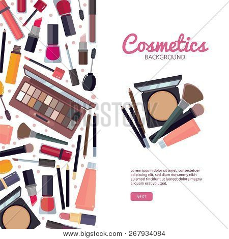 Woman Cosmetic. Makeup Beauty Accessories Bronzer Liquid Lipstick Nail Polish Mascara Makeup Pencil 