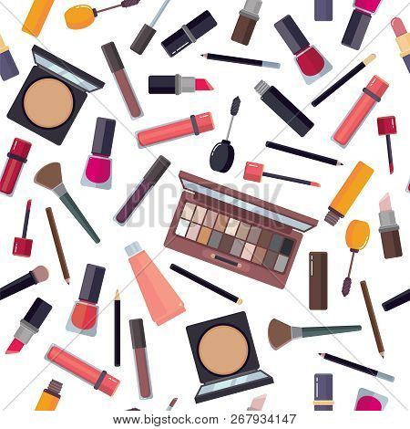 Woman Cosmetic. Makeup Beauty Accessories Bronzer Liquid Lipstick Nail Polish Mascara Makeup Pencil 