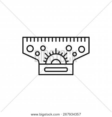 Black & White Vector Illustration Of Rolling Parallel Ruler With Protractor, Circle Shapes. Line Ico
