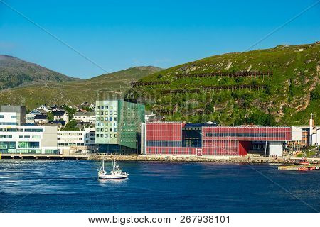 View To The City Hammerfest In Norway.