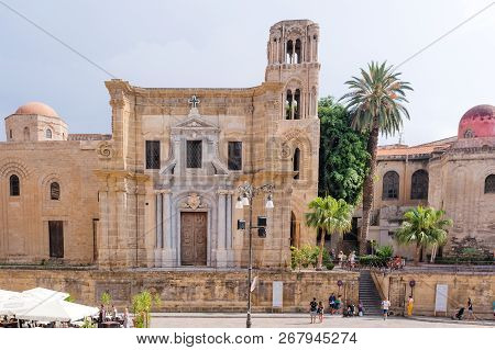 Palermo, Italy - August 2018: The Chapter Church Of San Cataldo In Palermo