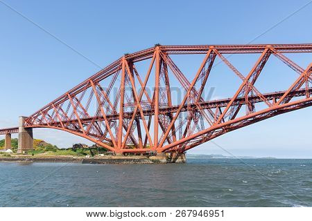 Forth Bridge Over Firth Of Forth Near Queensferry In Scotland