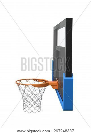 3d Rendering Of A Basketball Hoop With An Empty Basket And Transparent Backboard.