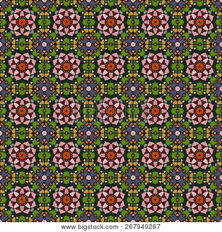 Bright Color Abstract Geometric Pattern, Vector Seamless