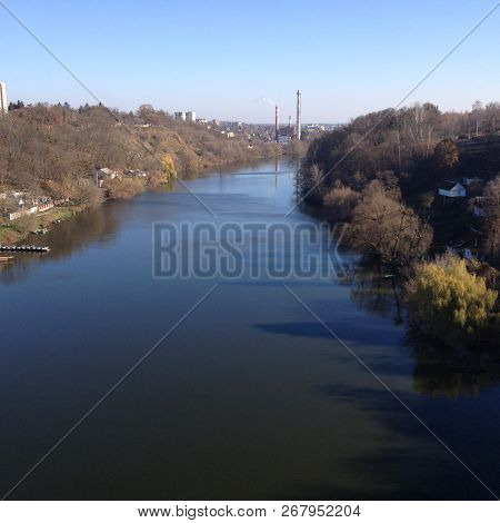 Autumn View From The Bridge To The Teteriv River, Ukraine