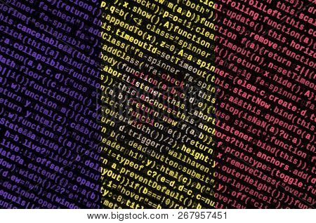Andorra Flag  Is Depicted On The Screen With The Program Code. The Concept Of Modern Technology And 