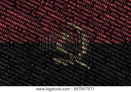 Angola Flag  Is Depicted On The Screen With The Program Code. The Concept Of Modern Technology And S