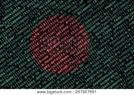Bangladesh Flag  Is Depicted On The Screen With The Program Code. The Concept Of Modern Technology A