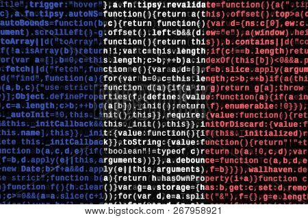 France Flag  Is Depicted On The Screen With The Program Code. The Concept Of Modern Technology And S