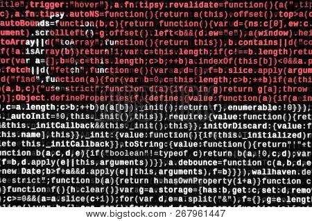 Singapore Flag  Is Depicted On The Screen With The Program Code. The Concept Of Modern Technology An