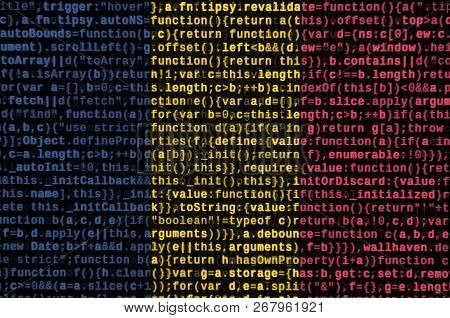 Chad Flag  Is Depicted On The Screen With The Program Code. The Concept Of Modern Technology And Sit