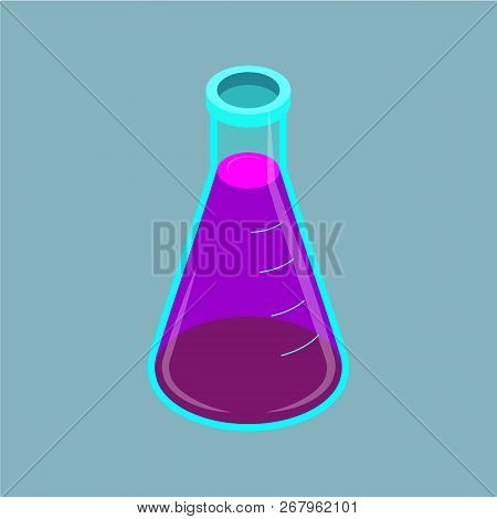 Erlenmeyer Flask Vector Isometric Icon On Gray Background