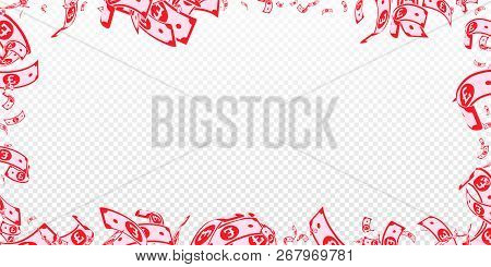 British Pound Notes Falling. Messy Gbp Bills On Transparent Background. United Kingdom Money. Beaute