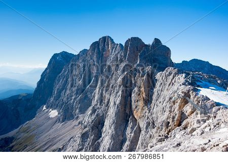 Panoramic View Of Dachstein Glacier And Surrounding Mountains, Schladming-dachstein, Austria