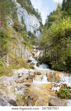 Charming Mountain Stream In The Valley Near Schladming, Austria