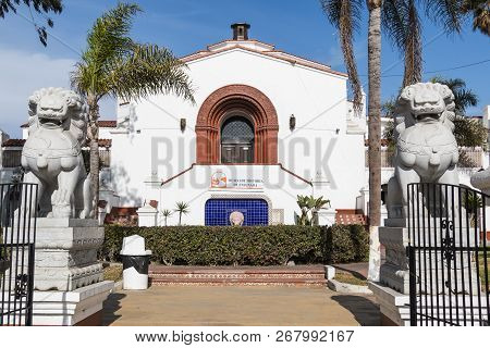 Ensenada, Mexico - October 22, 2018:  View Of The Historic Former Hotel-casino Playa Ensenada, Which