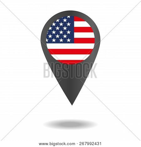 Flags Set In Shape Of Map Pointers Or Markers. Flags Of The Different Countries