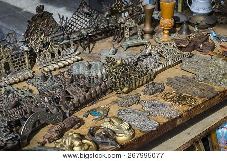 Tel Aviv-jaffa, Israel - 24 November 2017:street Flea Market Of Old Things And Antiques In The Old D