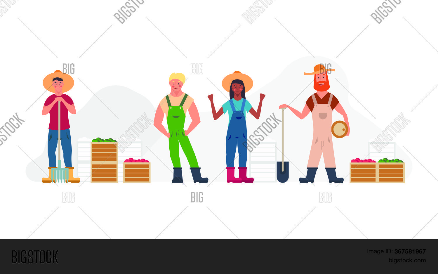 Farmer People Set Vector Photo Free Trial Bigstock