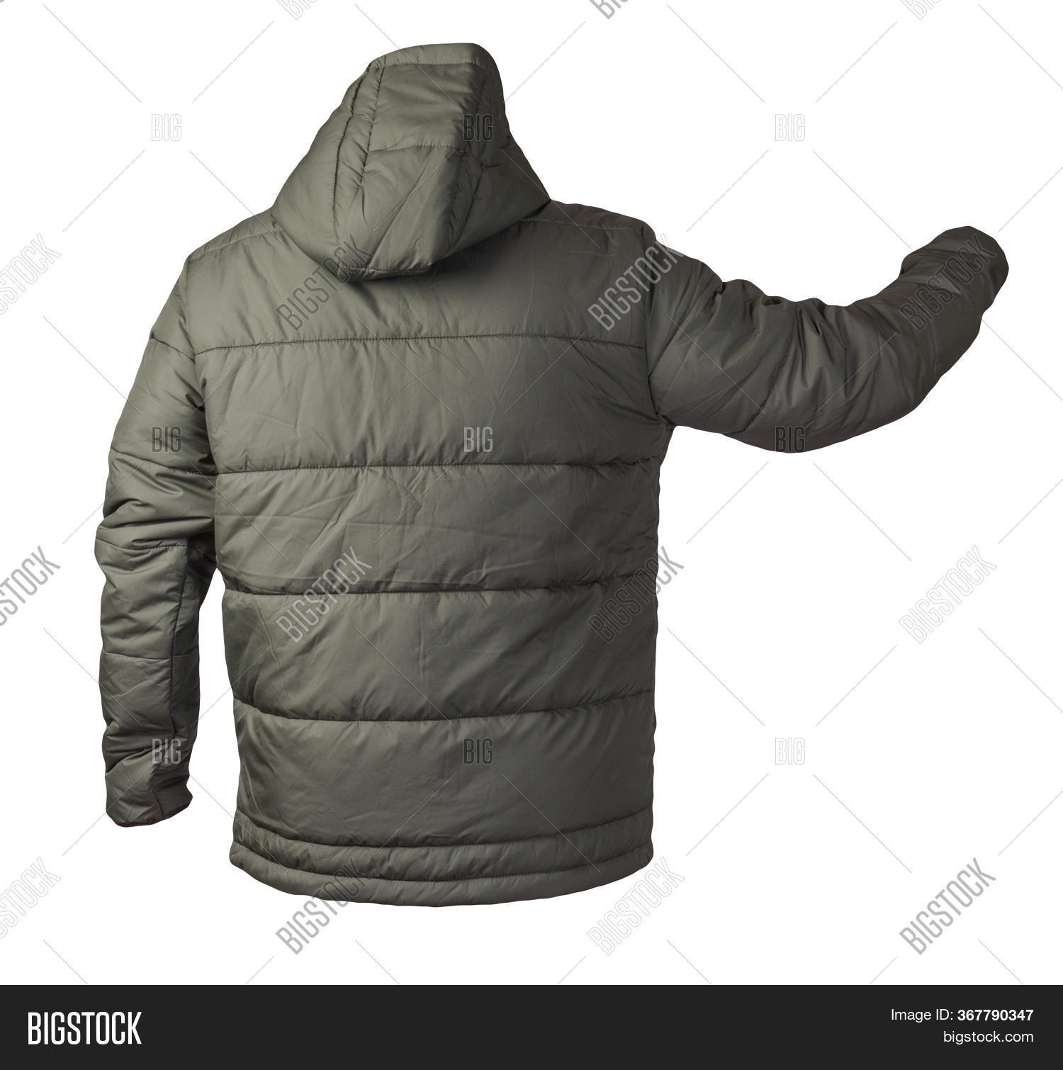 dark green jacket with hood