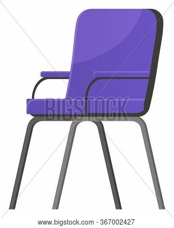 Piece Of Furniture For Home And Office. Chair With Metal Frame, Legs And Soft Back, Seat And Armrest
