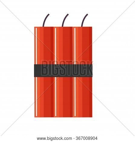 Dynamite Isolated On White Background. Equipment Used In Mining And Quarrying, Construction And Demo