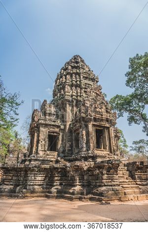 Ancient Angkor Wat Ruins Panorama. Thommanon Temple. Siem Reap, Cambodia