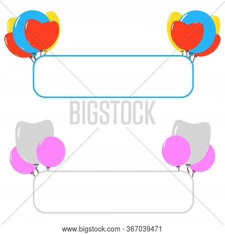 Colourful Vector Frames With Balloons. Invitation Border.