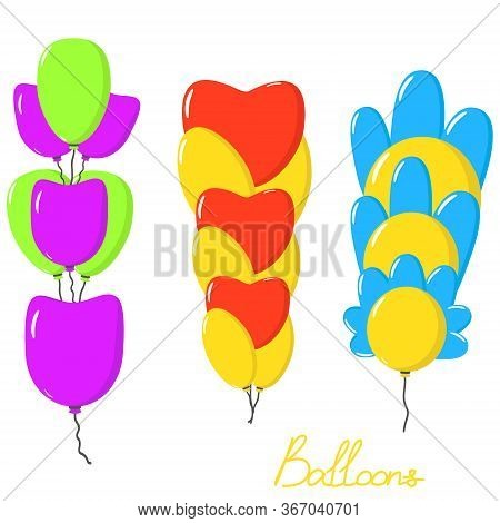 Set Of Colourful Vector Balloons. Happy Holiday.