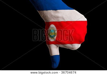 Bandiera nazionale del Costarica pollice giù gesto per errore di fatto con la mano