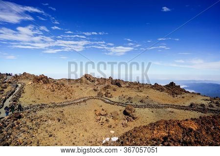 Mars Red Planets Desert Landscape. Teide National Park. Beautiful View Of Teide Volcano. Desert Crat