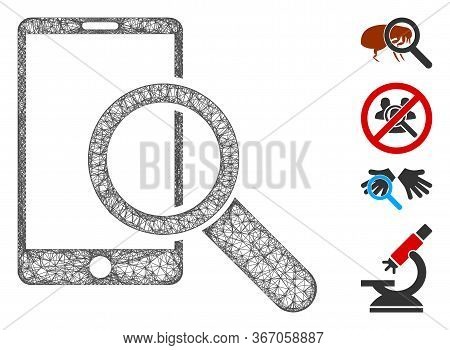 Mesh Find Smartphone Web 2d Vector Illustration. Carcass Model Is Based On Find Smartphone Flat Icon
