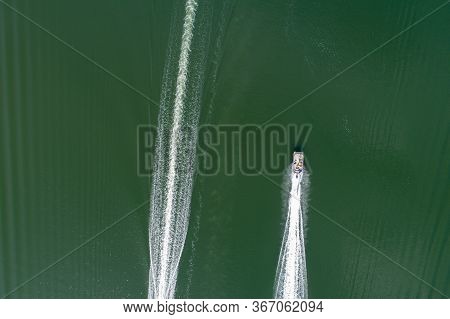 Aerial View Of Boats In Ole River On The Alabama Gulf Coast