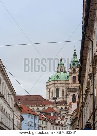 St Nicholas Church, Also Called Kostel Svateho Mikulase, In Prague, Czech Republic, With Its Iconic 