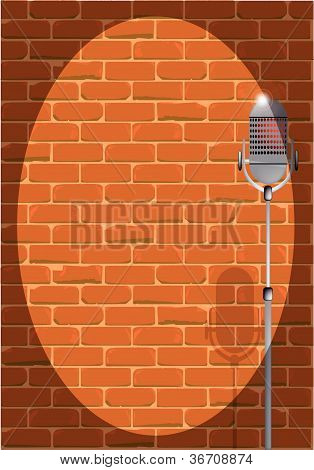 Stand Up Night Against a Brick Wall.