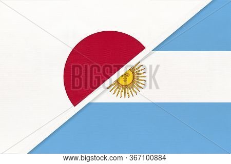 Japan And Argentine Republic Or Argentina, Symbol Of Two National Flags From Textile. Relationship, 