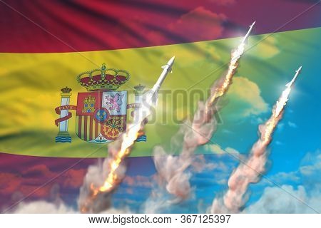 Modern Strategic Rocket Forces Concept On Blue Sky Background, Spain Supersonic Warhead Attack - Mil
