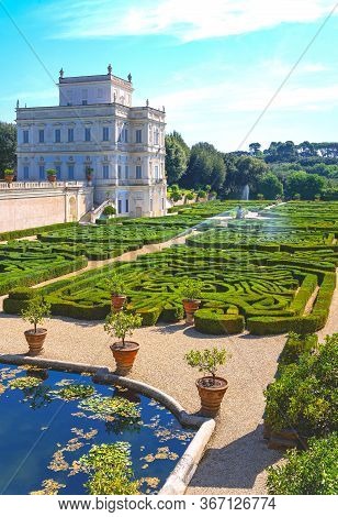 Rome, Italy - June 19, 2019: Villa Doria Pamphili, The Casino Del Bel Respiro Palace With The Secret