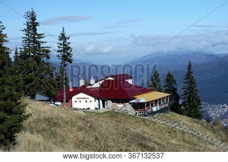 Cota 1400, Sinaia, Romania - November 16, 2013: 'popas Alpin' Traditional Romanian Restaurant.